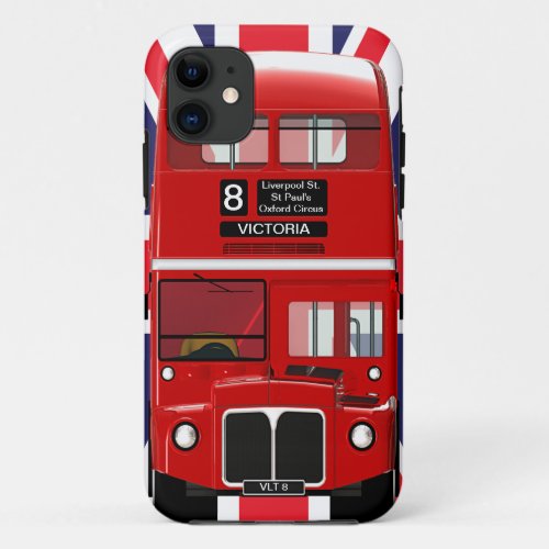 Vintage London Bus and Union Jack iPhone 11 Case