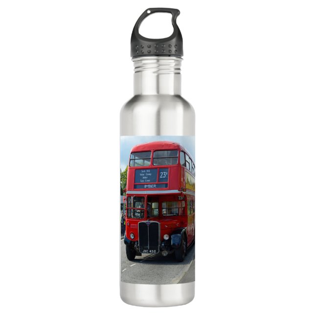 Vintage London Bus Stainless Steel Water Bottle (Front)