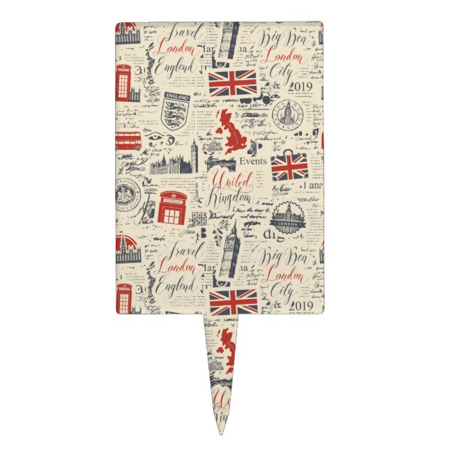 Vintage London Cake Pick (Front)