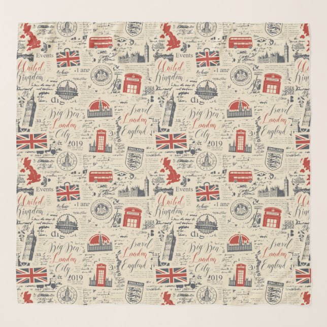 Vintage London Chiffon Scarf (Front)