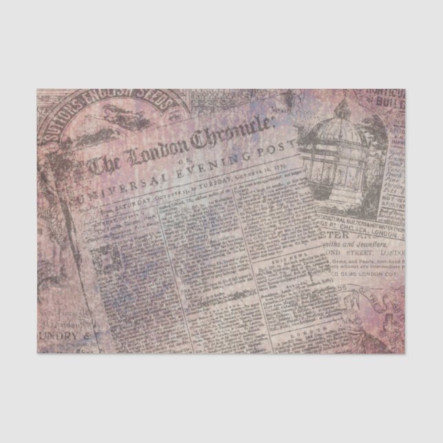 Vintage London Chronicle Newspaper Ads Tissue Paper (Front)