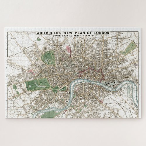 Vintage London City Plan Old Antique Drawing Jigsaw Puzzle