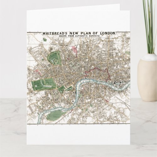 Vintage London City Plan Old Antique Historical Card