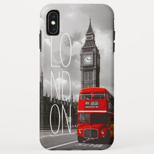 Vintage London City Red Bus Big Ben Typography iPhone XS Max Case