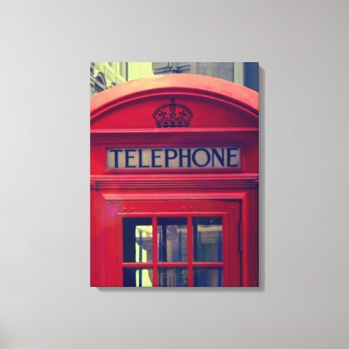 Vintage London City Red Public Telephone Booth Canvas Print
