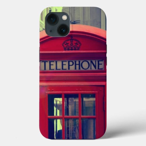 Vintage London City Red Public Telephone Booth iPhone 13 Case