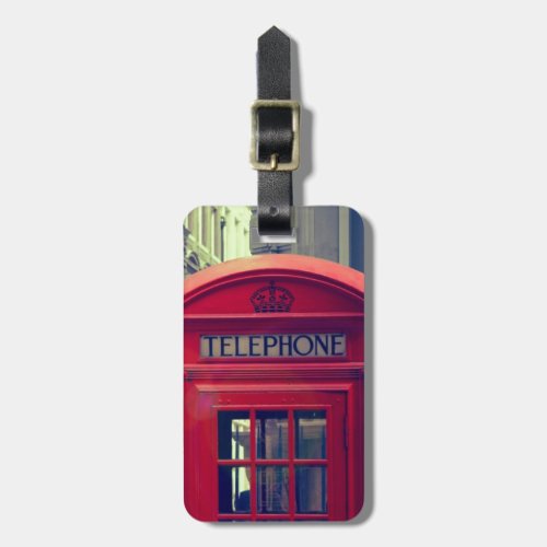 Vintage London City Red Public Telephone Booth Luggage Tag