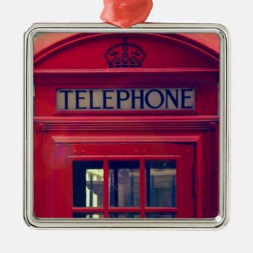 Vintage London City Red Public Telephone Booth Metal Ornament