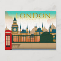 Vintage London England Bridge View & Phone Booth