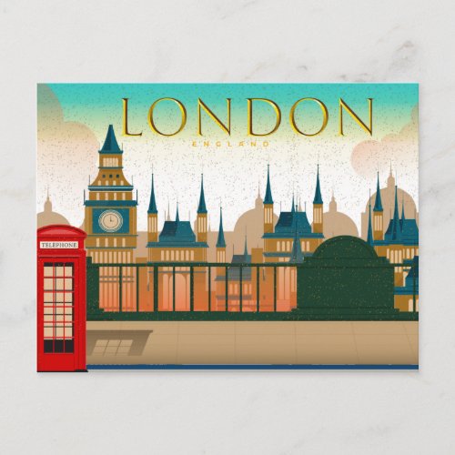 Vintage London England Bridge View  Phone Booth Postcard