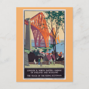 Vintage London England Scotland Train Travel Postcard