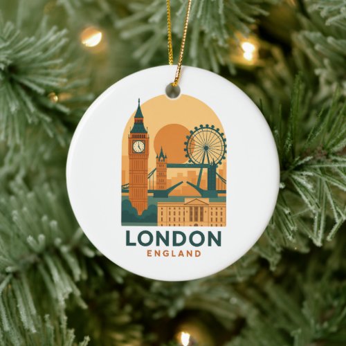 Vintage London England Travel | Retro  Ceramic Ornament
