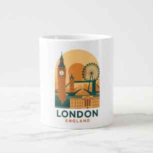 Vintage London England Travel Retro Giant Coffee Mug