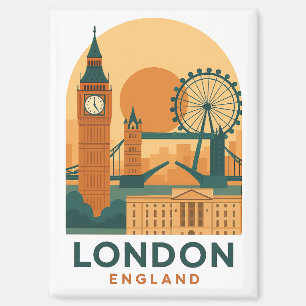 Vintage London England Travel Retro Magnet
