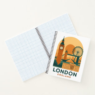 Vintage London England Travel   Retro  Notebook
