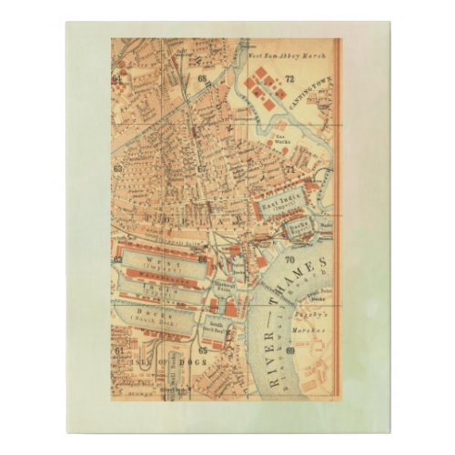 Vintage London Map Faux Canvas Print