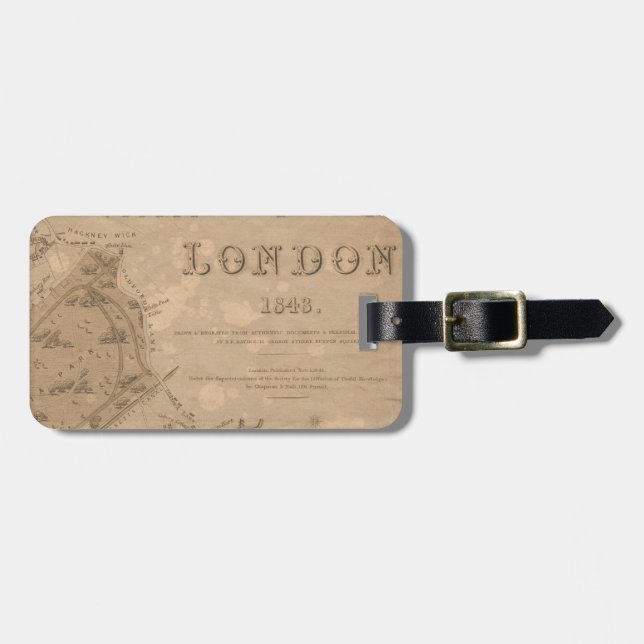 Vintage London Map Luggage Tag (Front Horizontal)