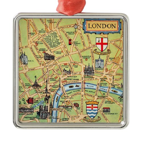 Vintage London Map Ornament