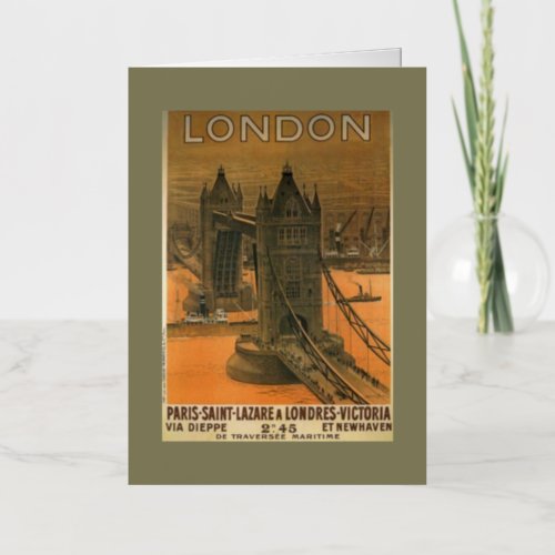 Vintage London Paris Railroad Travel Advertisement Foil Greeting Card