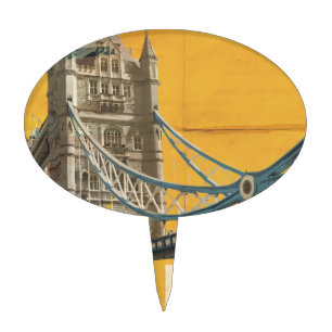 Vintage London Poster Cake Topper