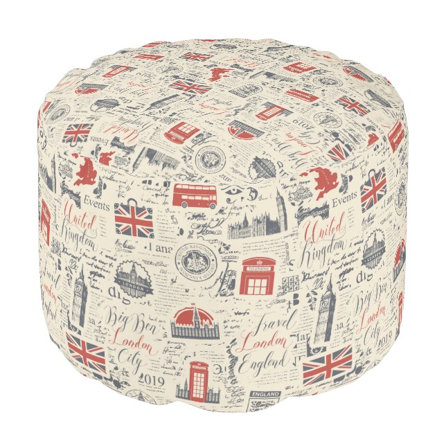 Vintage London Pouf (Angled Front)