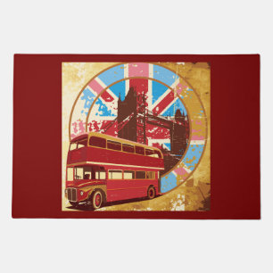 Vintage London Red Double Decker Bus Doormat