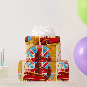 Vintage London Red Double Decker Bus Wrapping Paper
