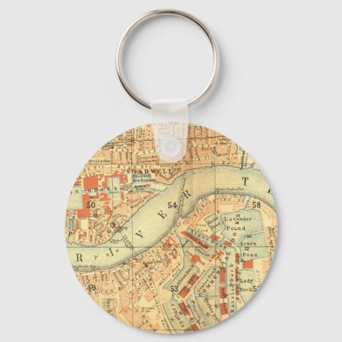 Vintage London River Thames Map accessories  gift Keychain