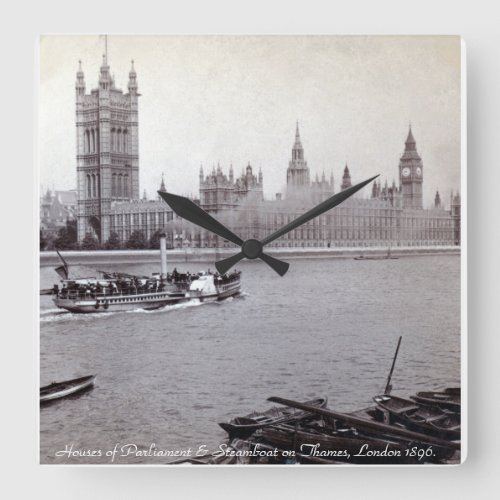 Vintage London steamboat Houses of Parliament Square Wall Clock