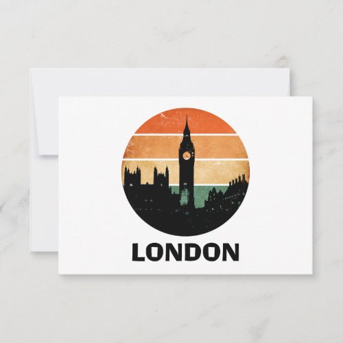 Vintage London Sunset Cityscape Travel Souvenir Card