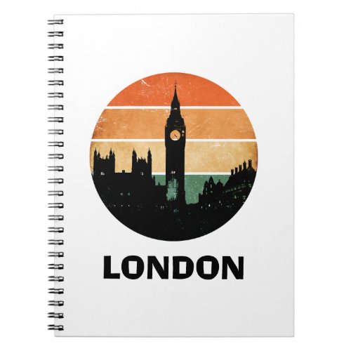 Vintage London Sunset Cityscape Travel Souvenir Notebook
