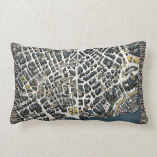 Vintage London Theatreland Map 1915 Lumbar Pillow