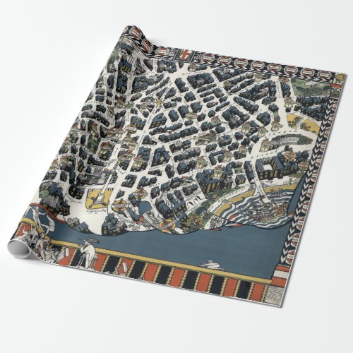 Vintage London Theatreland Map 1915 Wrapping Paper