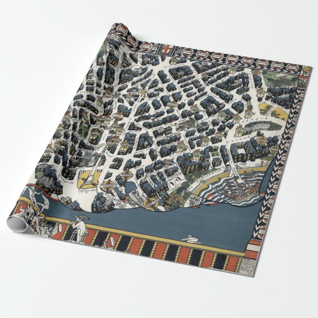 Vintage London Theatreland Map 1915 Wrapping Paper (Unrolled)