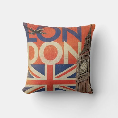 Vintage London Throw Pillow