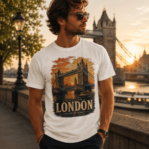 Vintage London Tower Bridge Sunset Retro Travel  T-Shirt