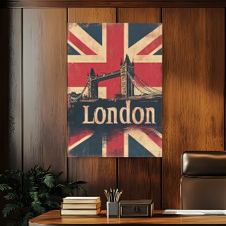 Vintage London Tower Bridge Travel Poster