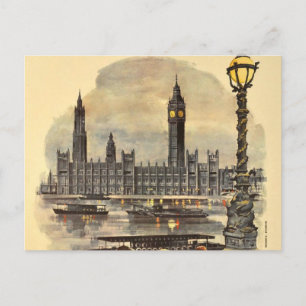 Vintage London Travel Big Ben Parliament Holiday Postcard
