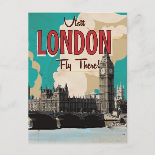 Vintage London Travel Poster Postcard