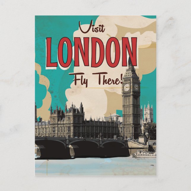 Vintage London Travel Poster Postcard (Front)
