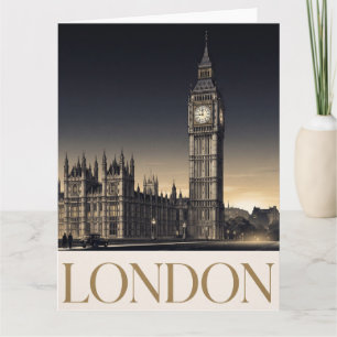 Vintage London Travel Poster with Big Ben Card
