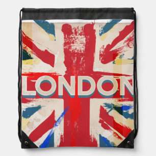 Vintage London Union Poster - Old mid 20th century Drawstring Bag