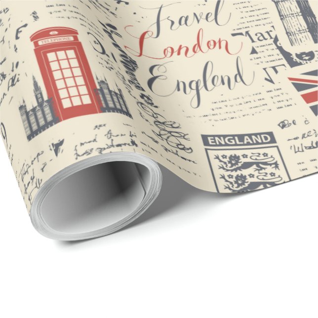 Vintage London Wrapping Paper (Roll Corner)