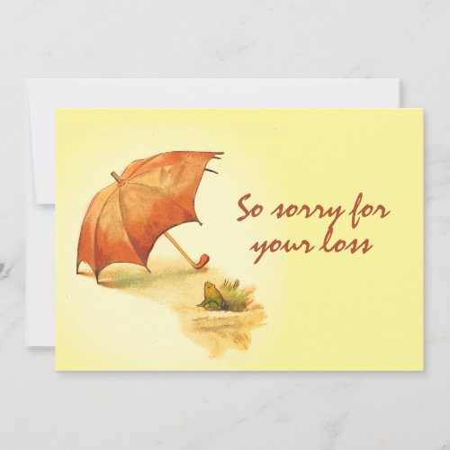 Vintage Lonely Frog with Umbrella Sympathy  Card