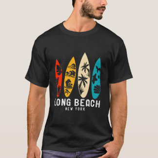 Vintage Long Beach New York Beach Surfing Surfboar T-Shirt