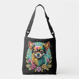 Vintage Long Haired Chihuahua cute dog Crossbody Bag
