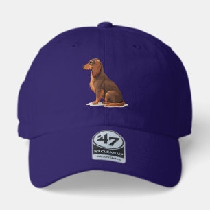 Vintage Long Haired Dachshund Back View Dog Illust 47 Brand Hat
