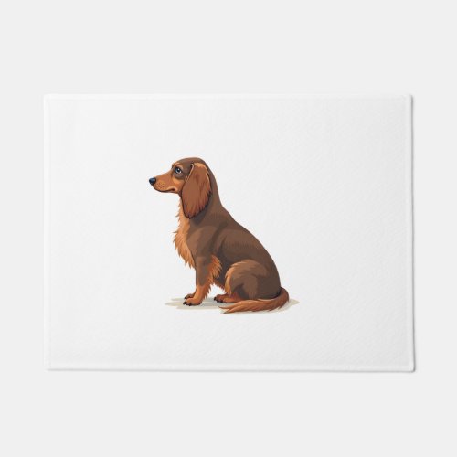 Vintage Long Haired Dachshund Back View Dog Illust Doormat