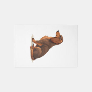 Vintage Long Haired Dachshund Back View Dog Illust Rug