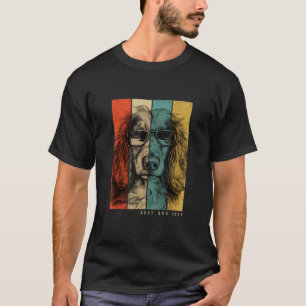 Vintage Long Haired Dachshund Dog Mom Dad Kids Men T-Shirt